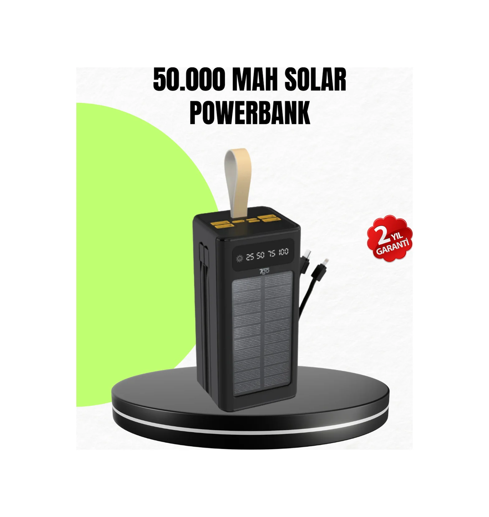 Güneş Enerjili Powerbank Dijital Göstergeli Taşınabilir Güç Kayna renkli