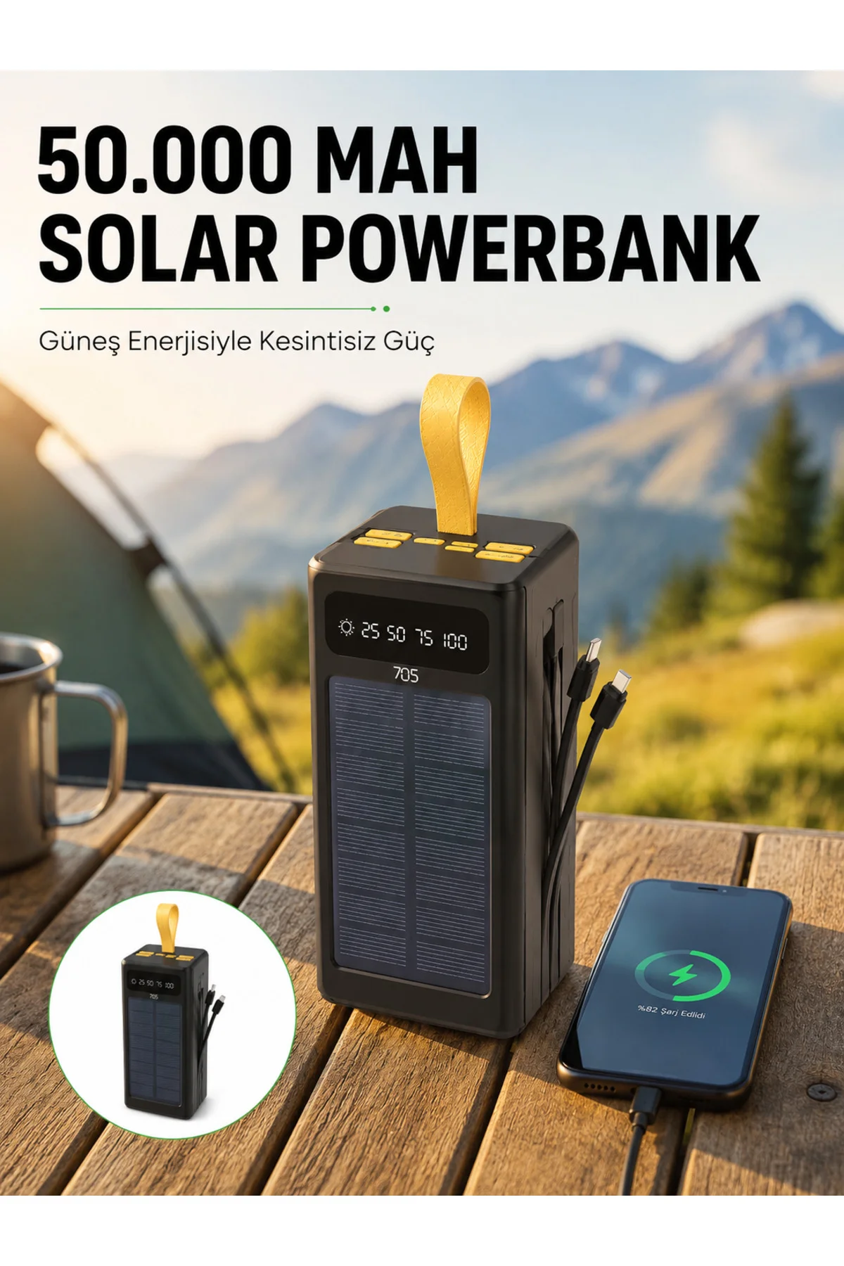 Güneş Enerjili Powerbank Dijital Göstergeli Taşınabilir Güç Kaynağı Yeni Nesil Güneş Enerjili Powerbank Dijital Göstergeli Taşınabilir Güç Kaynağı Yeni Nesil