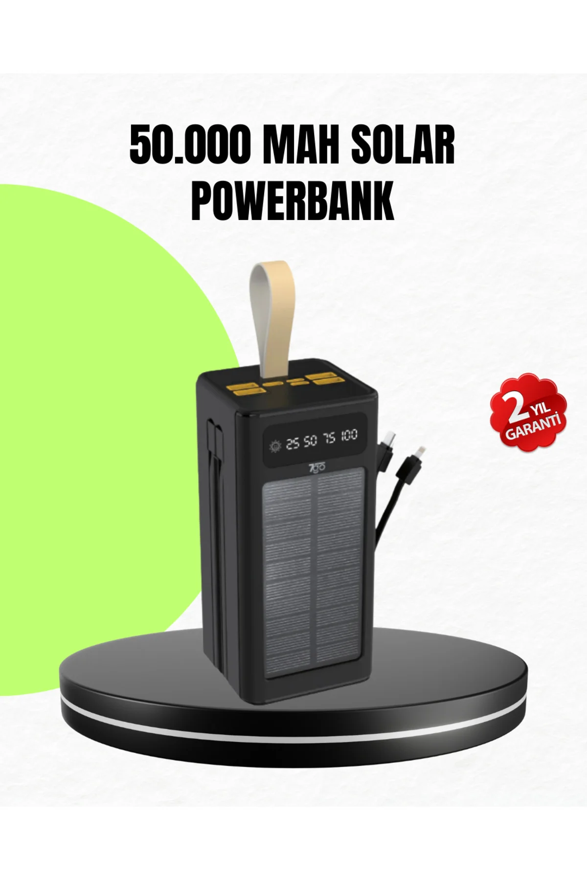 Güneş Enerjili Powerbank Dijital Göstergeli Taşınabilir Güç Kayna