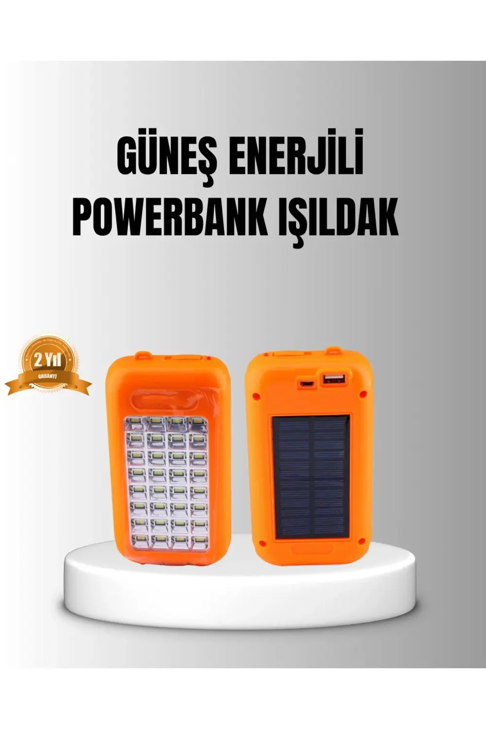 Güneş Enerjili Powerbank 10000 mAh LED Işıklı