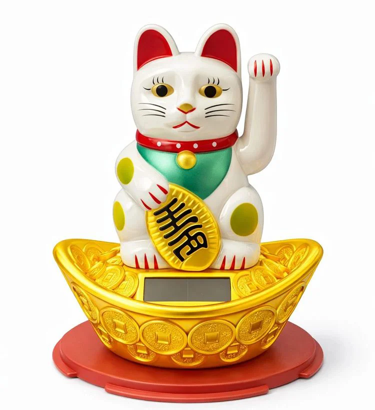 Güneş Enerjili Sallanan Şans Kedisi - Maneki Neko Alk4522 | Pozitif Enerji ve Şans