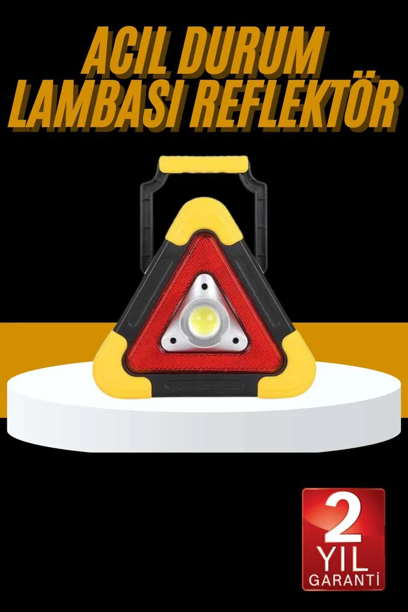 Güneş Enerjili Şarjlı Çok Fonksiyonlu İkaz Lambası – 6 Modlu 500 Lumen Güçlü Reflektör
