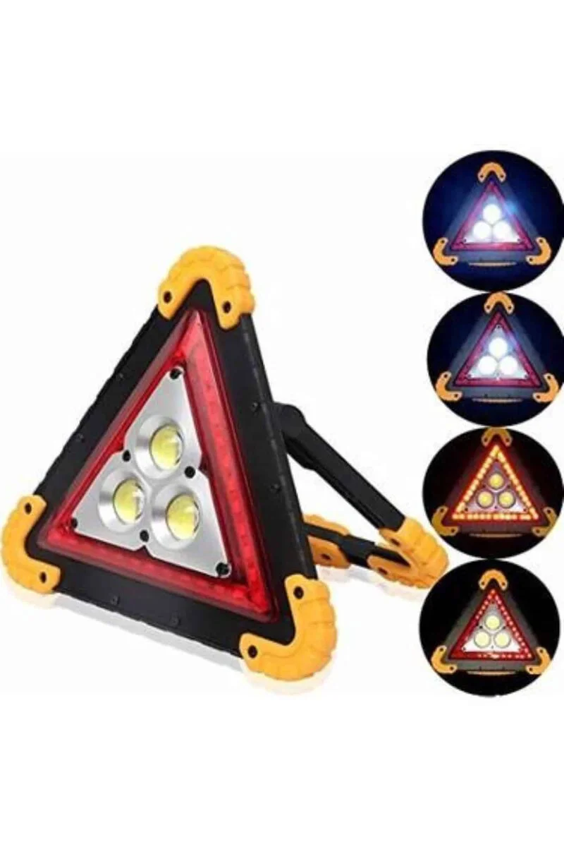Güneş Enerjili Şarjlı Çok Fonksiyonlu İkaz Lambası – 6 Modlu 500 Lumen Güçlü Reflektör