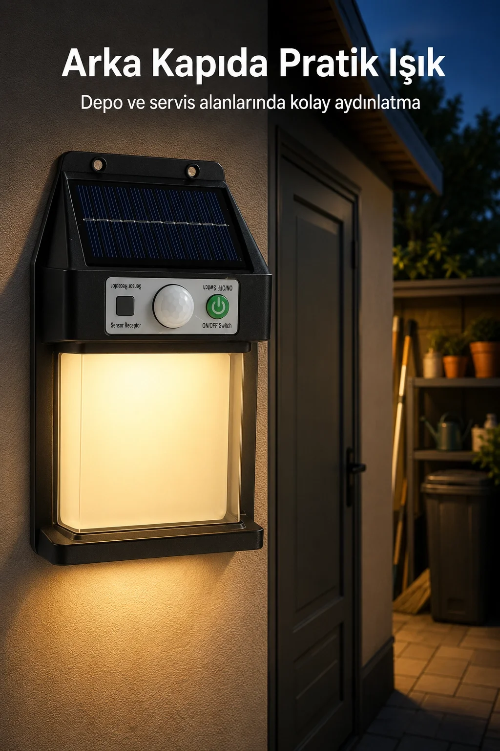 Güneş Enerjili Sensörlü Solar Aplik Dış Mekan Kapı Bahçe Teras Duvar Aydınlatma