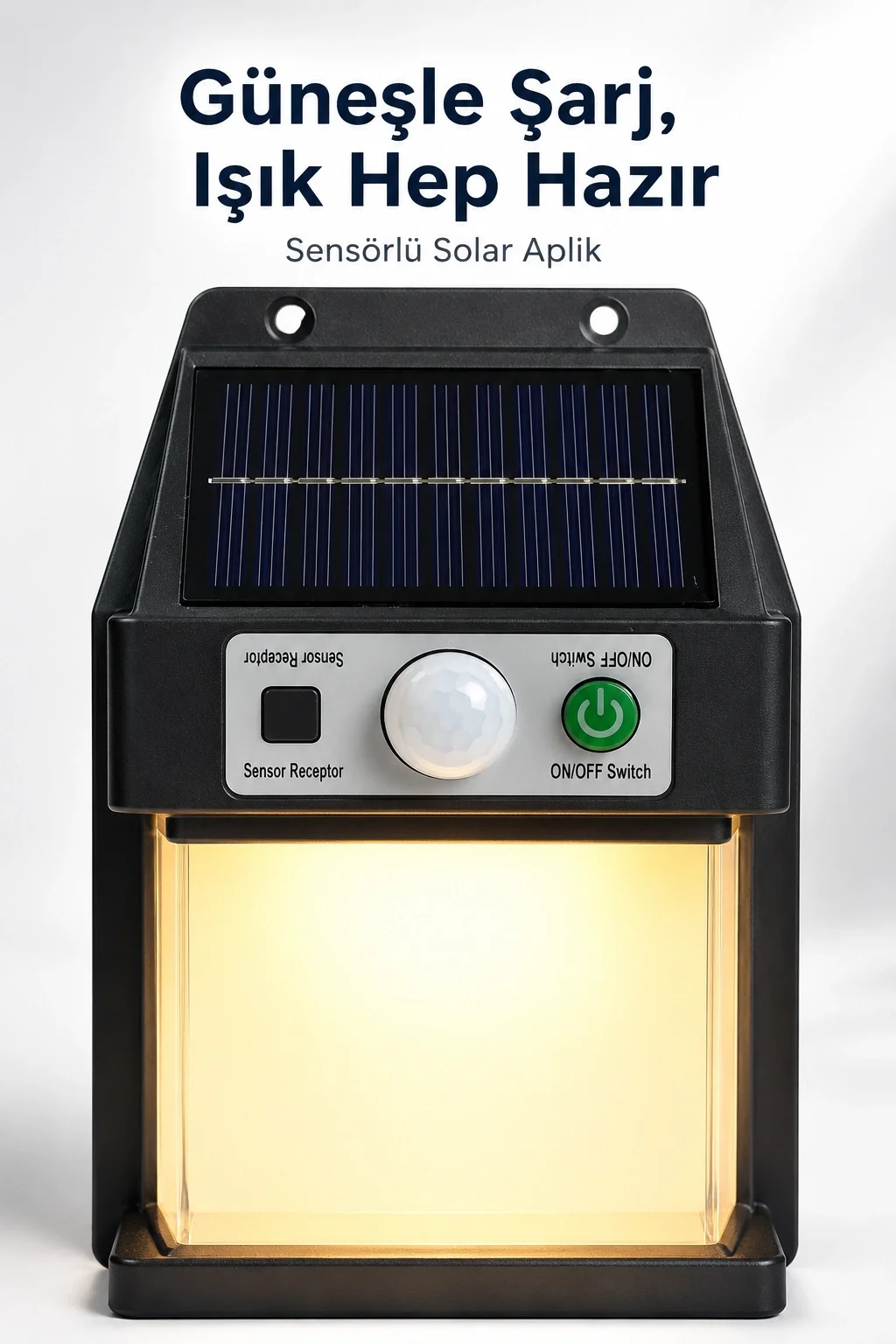 Güneş Enerjili Sensörlü Solar Aplik Duvar Tipi Dış Mekan Bahçe Ba