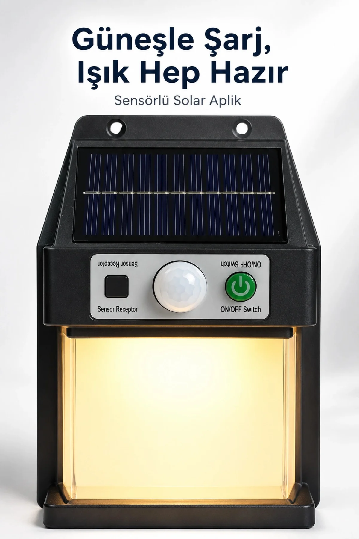 Güneş Enerjili Sensörlü Solar Aplik Duvar Tipi Dış Mekan Bahçe Balkon Işığı