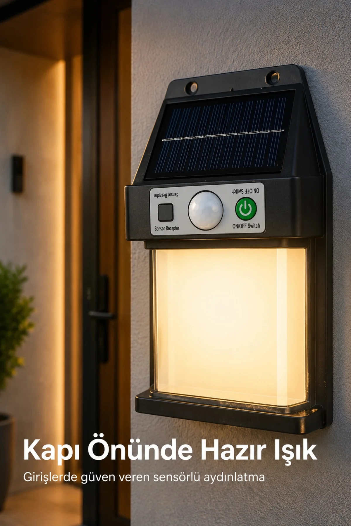 Güneş Enerjili Sensörlü Solar Aplik Dış Mekan Kapı Bahçe Balkon G