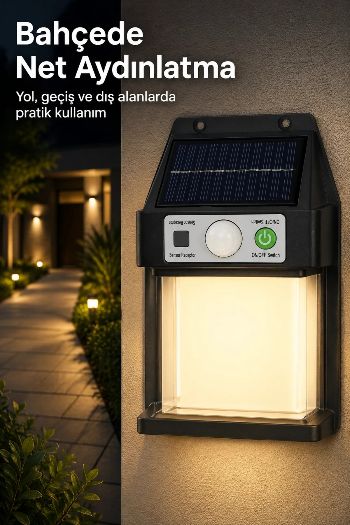 Güneş Enerjili Sensörlü Solar Aplik Dış Mekan Kapı Bahçe Balkon G