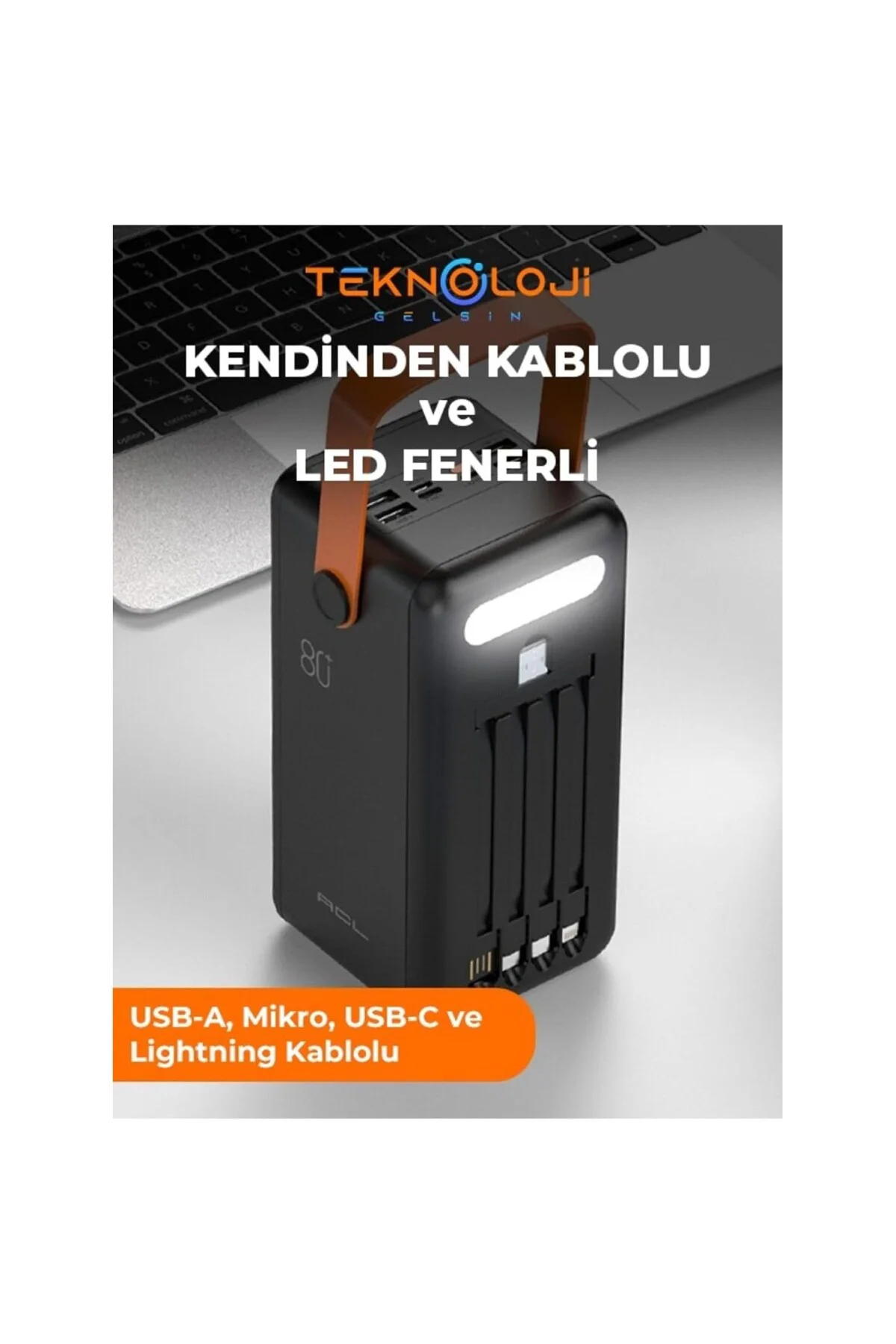 Güneş Enerjili Solar Powerbank 80.000 mAh Dijital Göstergeli El F