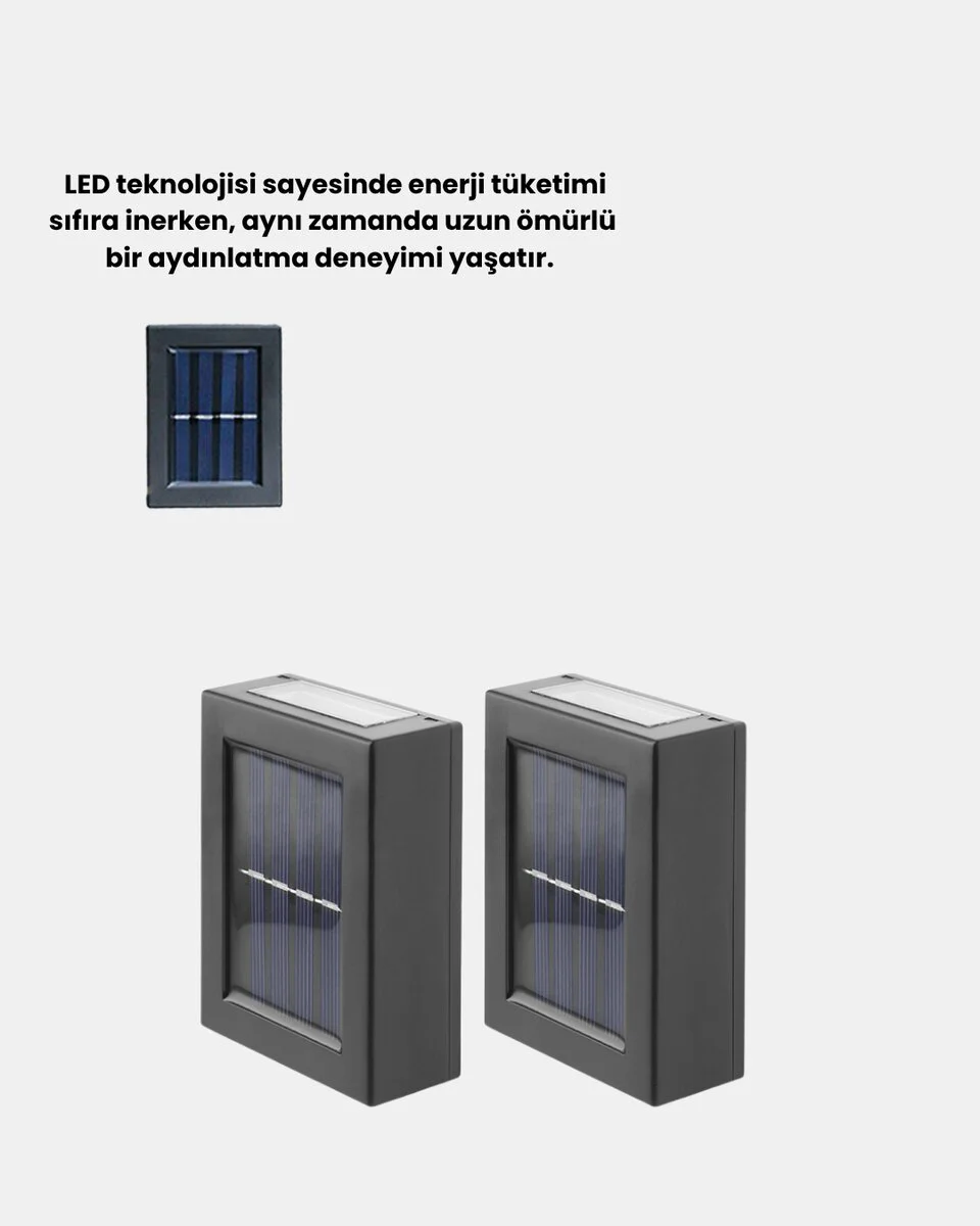 Güneş Enerjili Solar Aplik Dış Mekan Işığı - Kablo Tüketmeyen, Otomatik Açılıp Kapanan