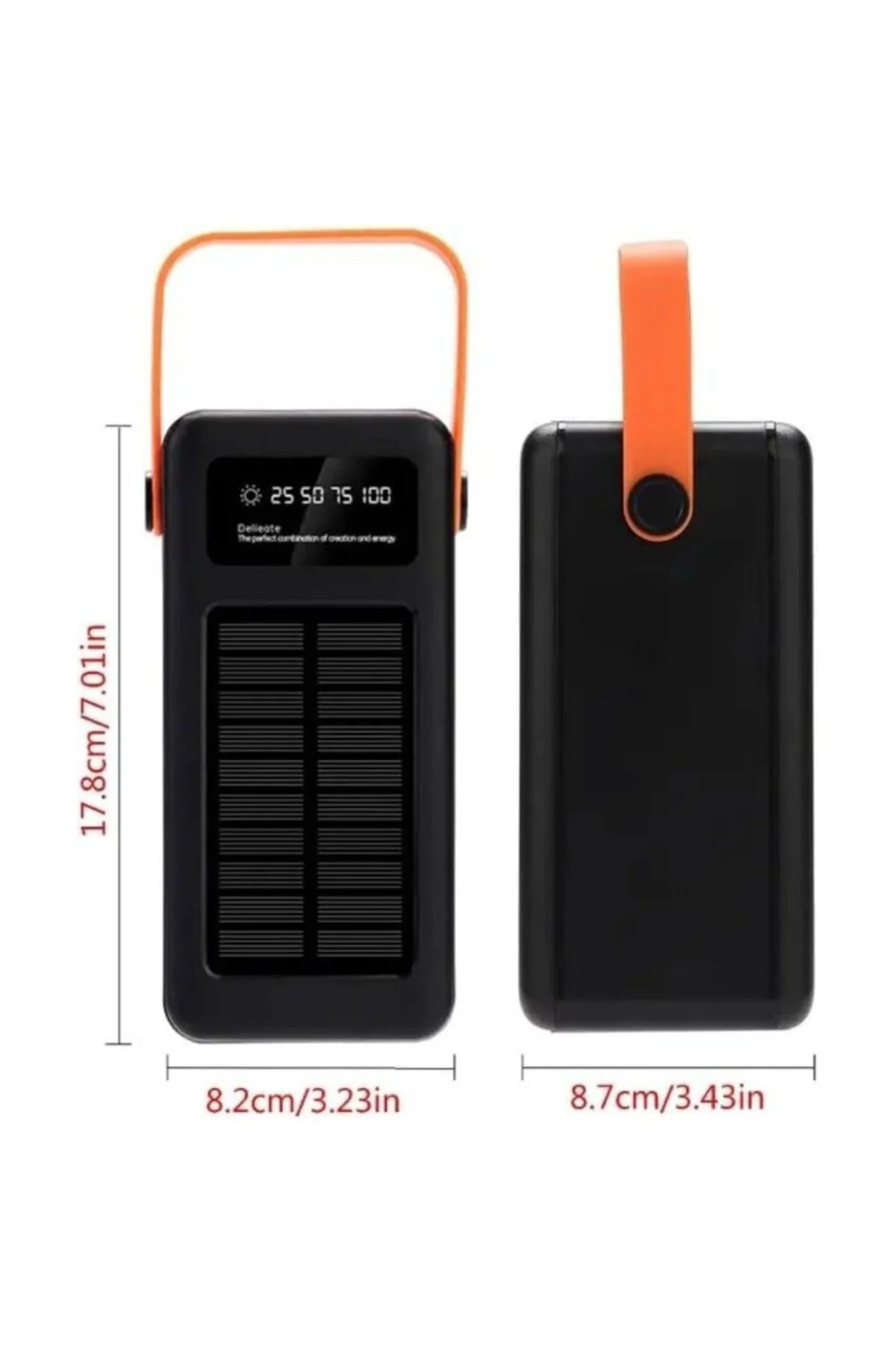Güneş Enerjili Solar Powerbank 80.000 mAh Dijital Göstergeli El F