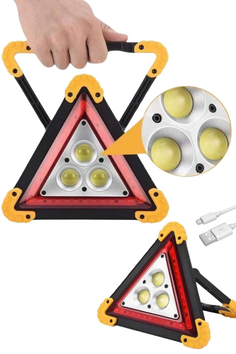 Güneş Enerjili Taşınabilir Acil Güvenlik Reflektörü - 500 Lumen, 6 Işık Modu