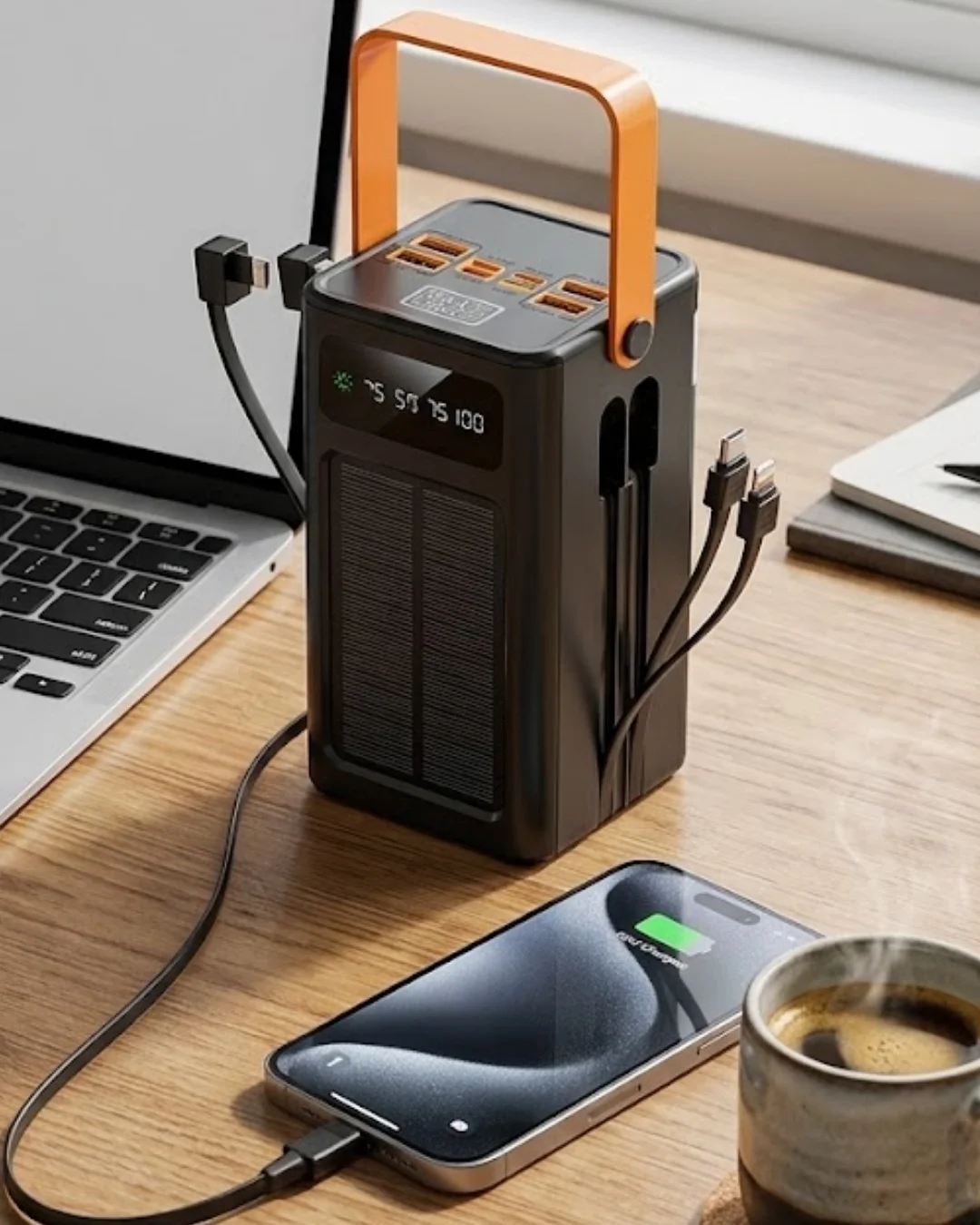 Güneş Enerjili Taşınabilir Powerbank Yüksek Kapasiteli Hızlı Şarj Özellikli