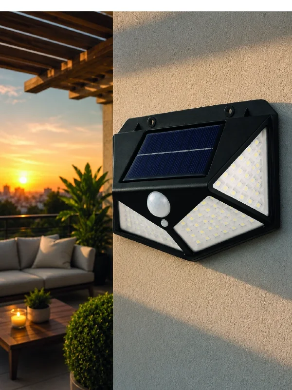 Güneş Enerjisi ile Şarj Olan Hareket Sensörlü 3 Modlu LED Dış Mekan Duvar Aydınlatması