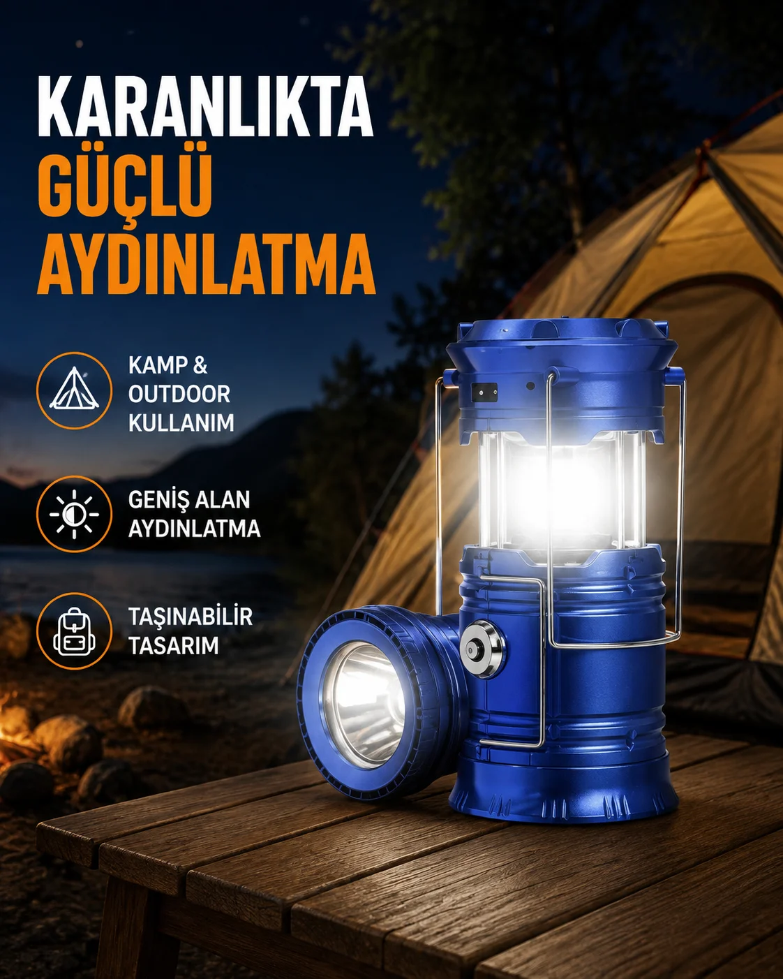 Güneş Enerjisiyle Çalışan Kamp Feneri Hafif Portatif Uzun Ömürlü Güneş Enerjisiyle Çalışan Kamp Feneri Hafif Portatif Uzun Ömürlü