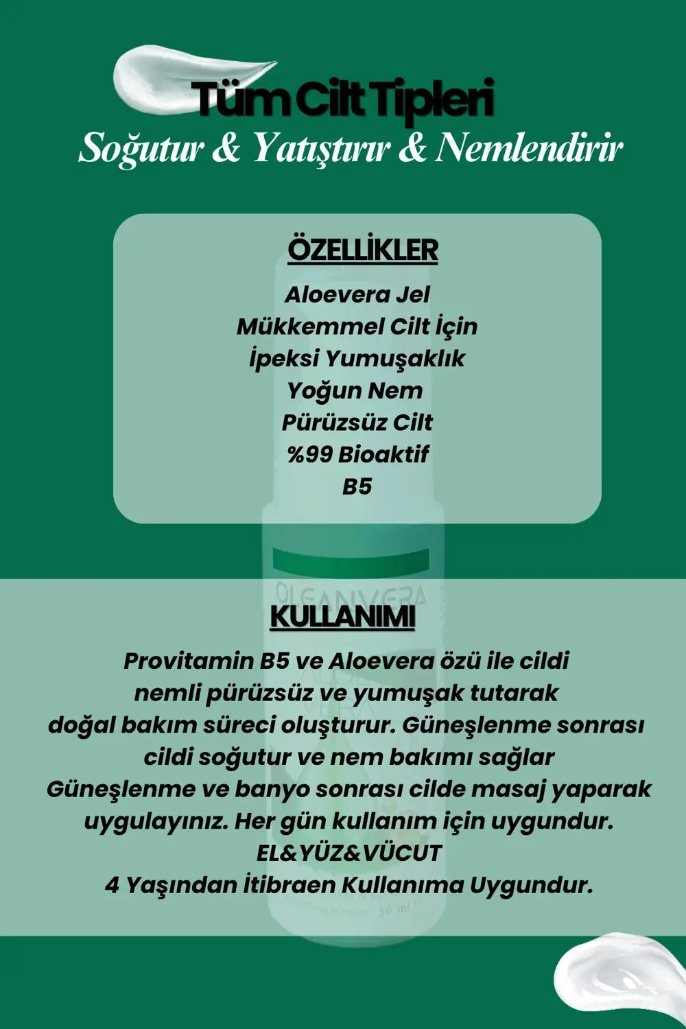 Güneş Korumalı Nemlendirici Alovera 3'lü Krem Set El Yüz Vücut 50