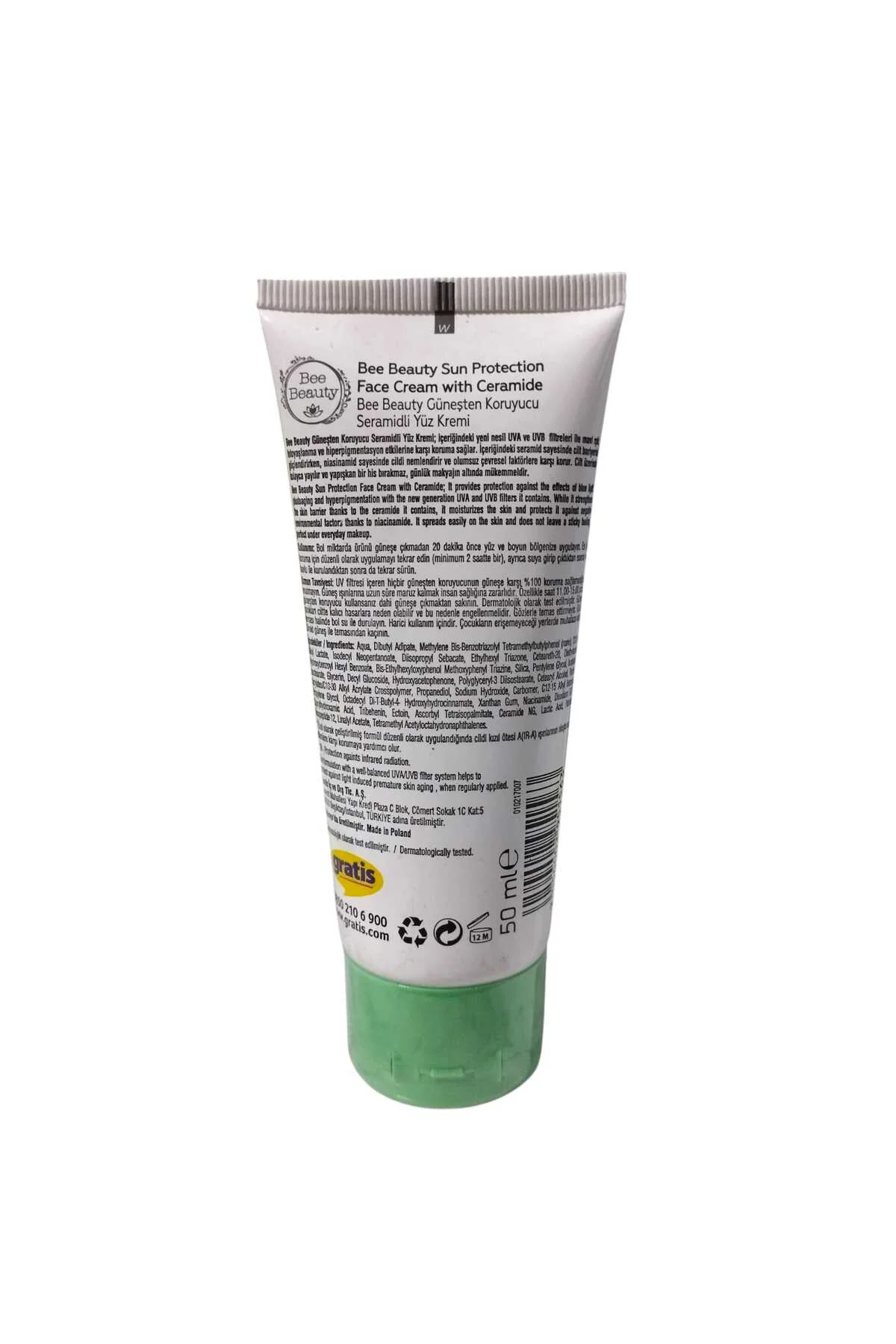 Güneş Koruyucu Seramidli Yüz Kremi +50 Spf Yüksek Koruma