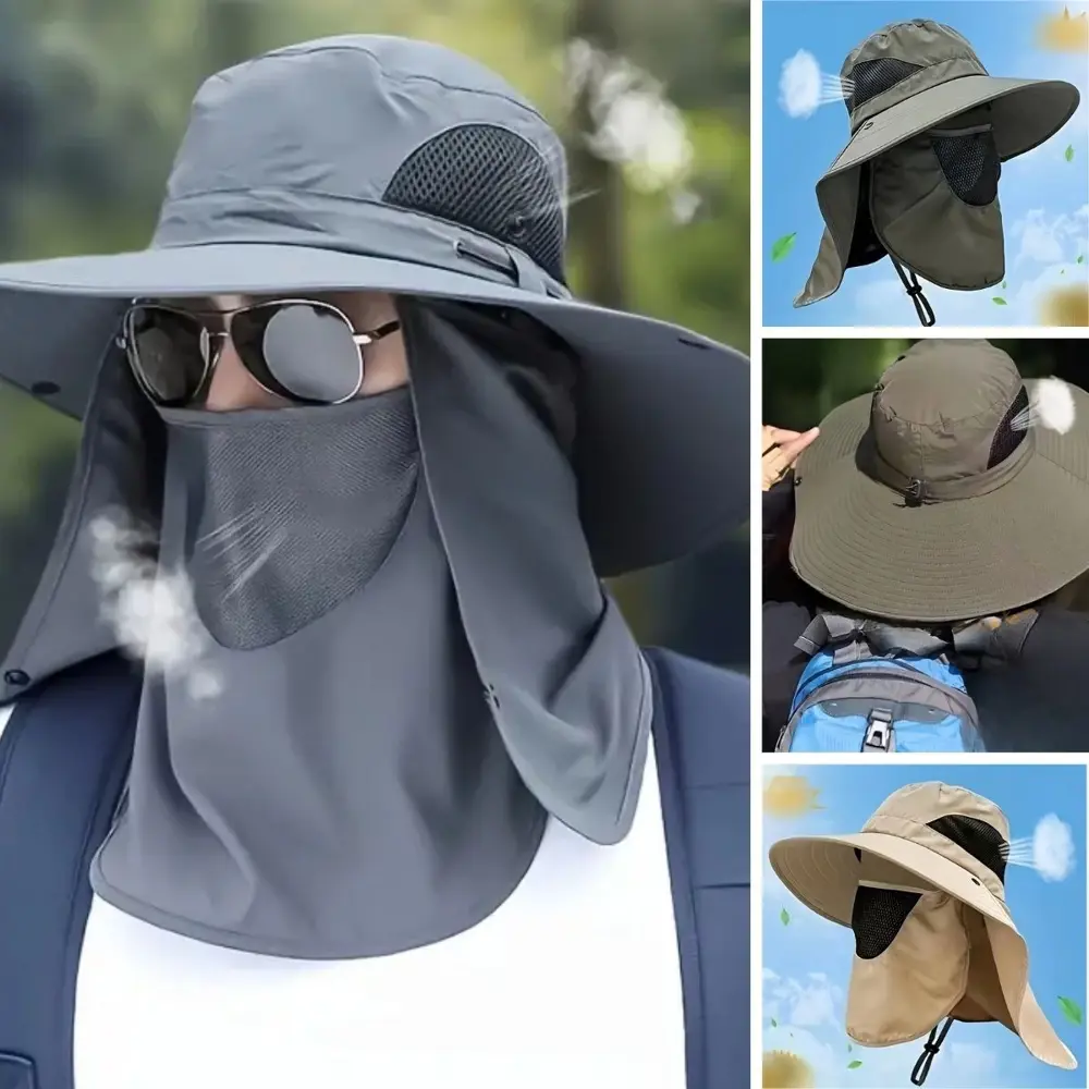 Güneş Koruyuculu Nefes Alabilen Maskeli ve Boyun Kapaklı Geniş Ke Güneş Koruyuculu Nefes Alabilen Maskeli ve Boyun Kapaklı Geniş Ke