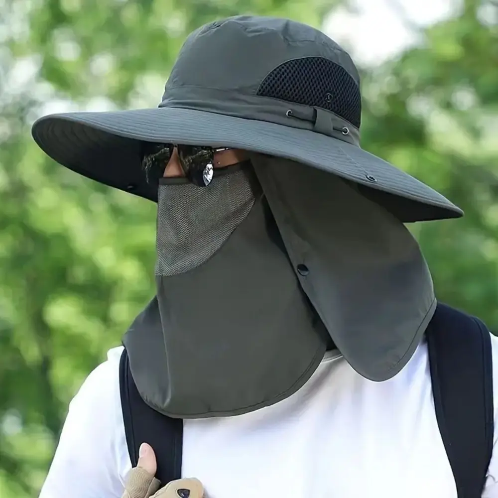 Güneş Koruyuculu Nefes Alabilen Maskeli ve Boyun Kapaklı Geniş Ke Güneş Koruyuculu Nefes Alabilen Maskeli ve Boyun Kapaklı Geniş Ke