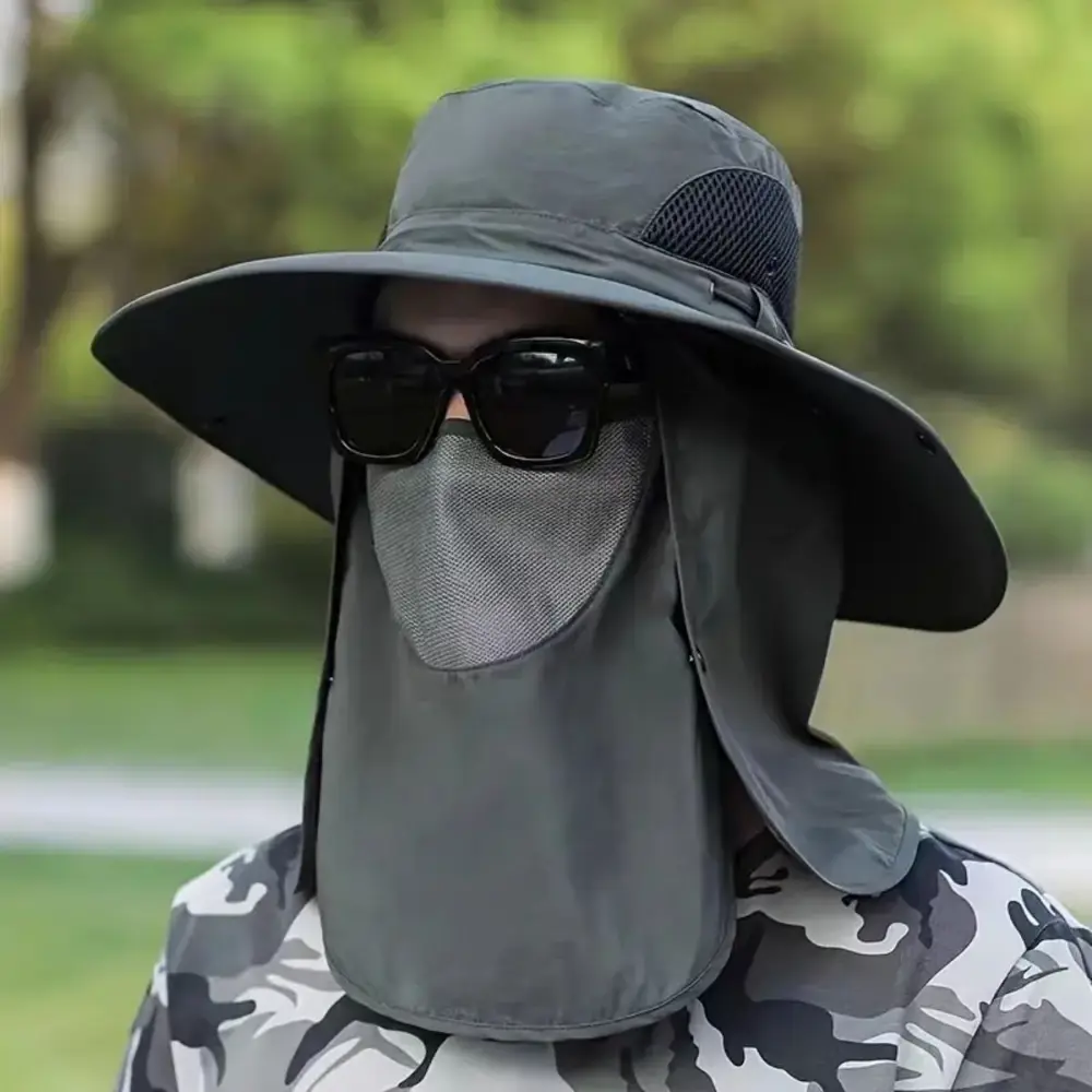 Güneş Koruyuculu Nefes Alabilen Maskeli ve Boyun Kapaklı Geniş Ke Güneş Koruyuculu Nefes Alabilen Maskeli ve Boyun Kapaklı Geniş Ke