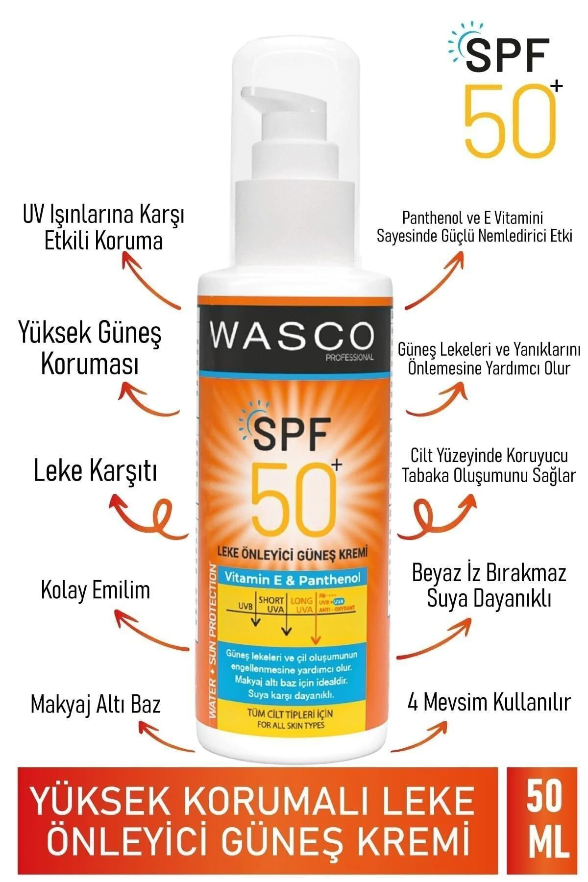 Güneş Kremi Koyu Leke Karşıtı Spf 50+ Faktörlü Çok Yüksek Korumal