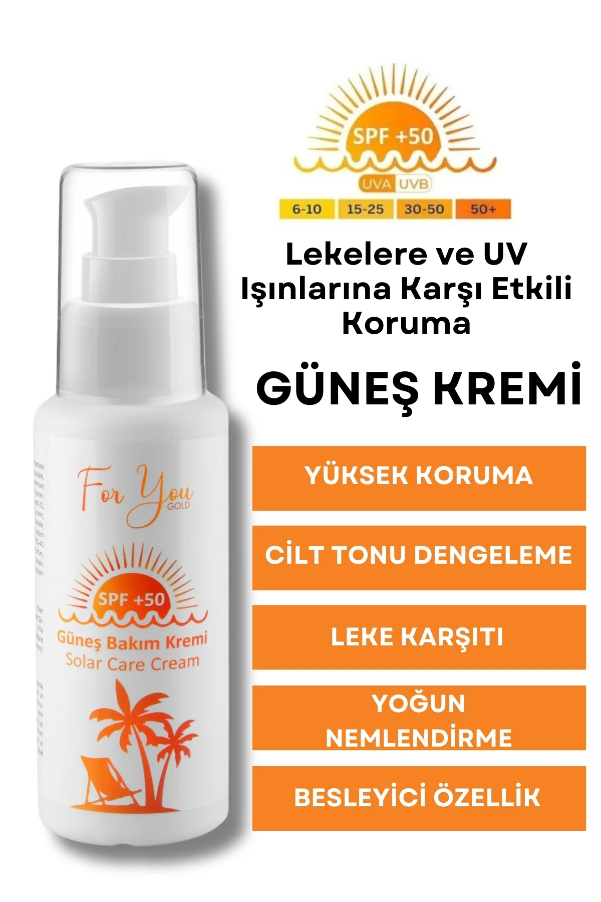 Güneş Kremi Leke Karşıtı, Yüksek Korumalı Spf50+ Faktörlü 100 Ml 