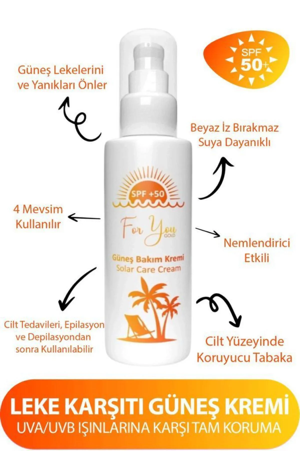 Güneş Kremi Leke Karşıtı, Yüksek Korumalı Spf50+ Faktörlü 100 Ml Güneş Kremi - Görsel 5