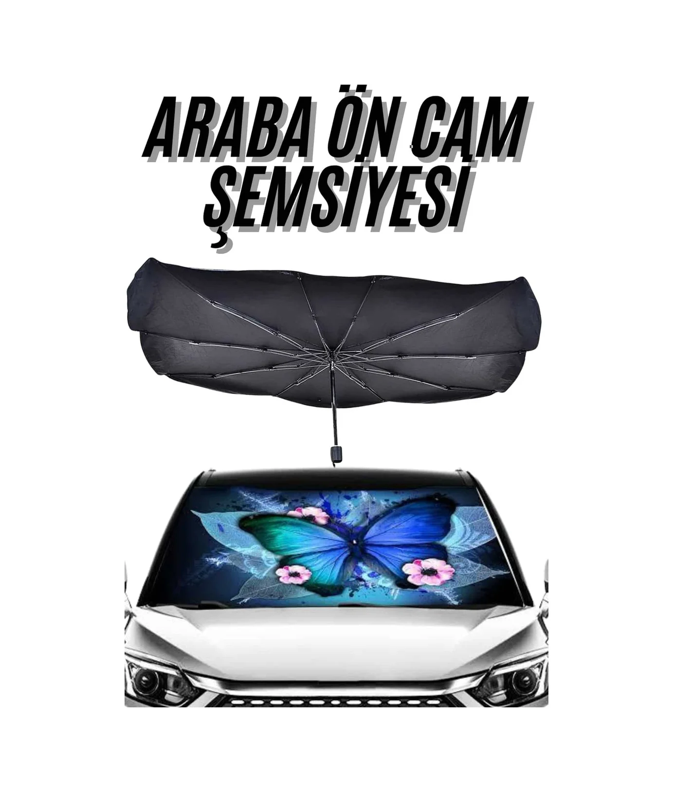 Güneş Önleyici Katlanabilir Oto Araba Güneşlik Şemsiye Tip Ön Cam - Lisinya