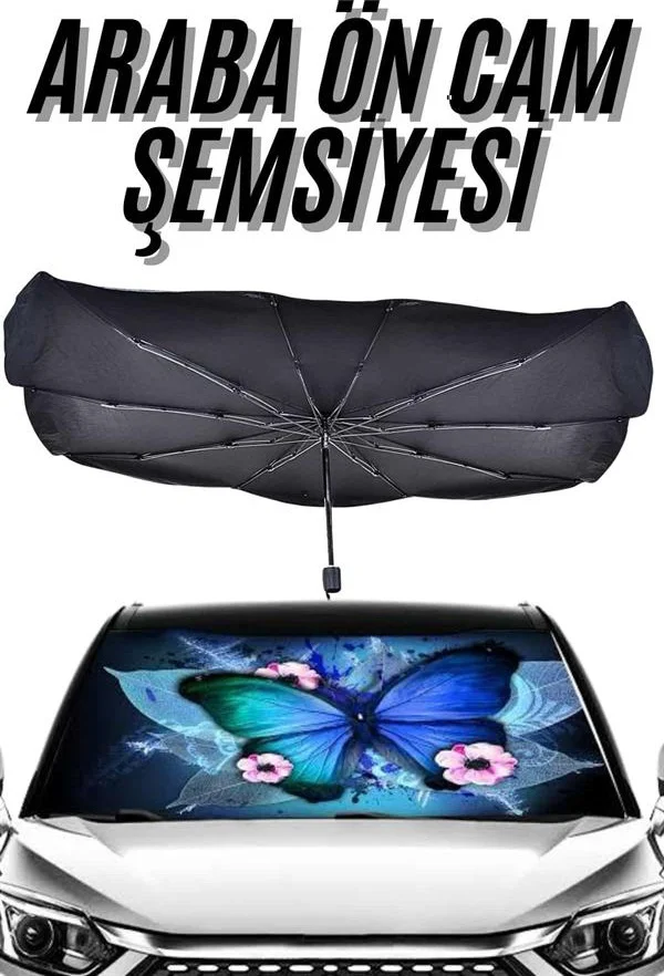Güneş Önleyici Katlanabilir Oto Araba Güneşlik Şemsiye Tip Ön Cam - Lisinya