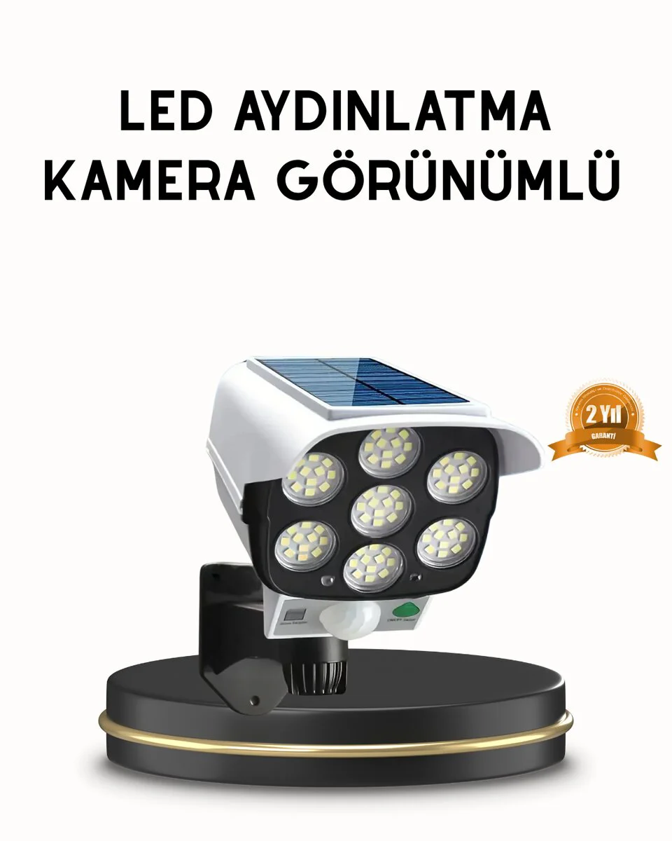 Güneş Paneli Hareket Sensörlü Dış Mekan Güvenlik Lambası - Ayarlanabilir IP66 Sertifikalı