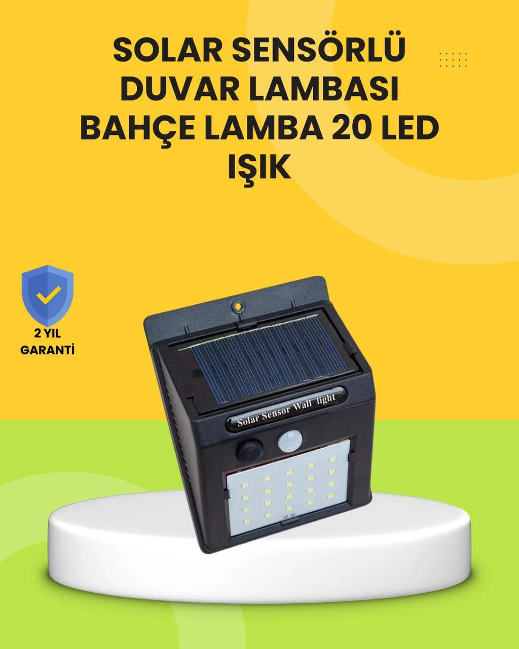 Güneş Paneli İle Şarj Olan 20 Led Dış Mekan Hareket Sensörlü Lamb