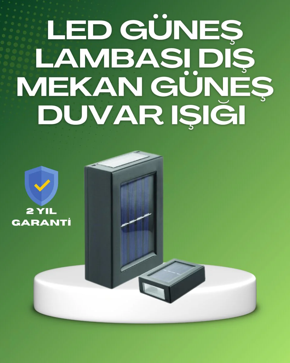 Güneş Paneli LED Duvar Lambası - 8 Saat Süreli, IP65 Su Geçirmez ve 3 Modlu Dış Mekan Aydınlatması
