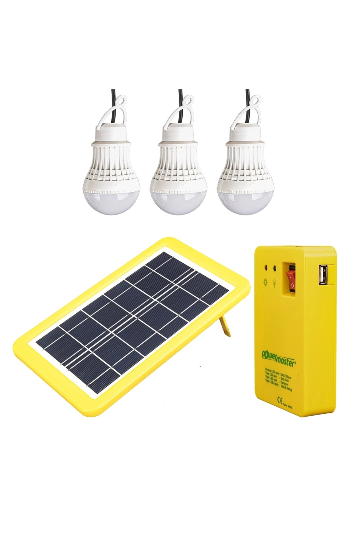 GÜNEŞ PANELLİ 3 LAMBALI POWERBANK ÖZELLİKLİ ÇOK AMAÇLI ŞARJLI SOLAR AYDINLATMA (K95)