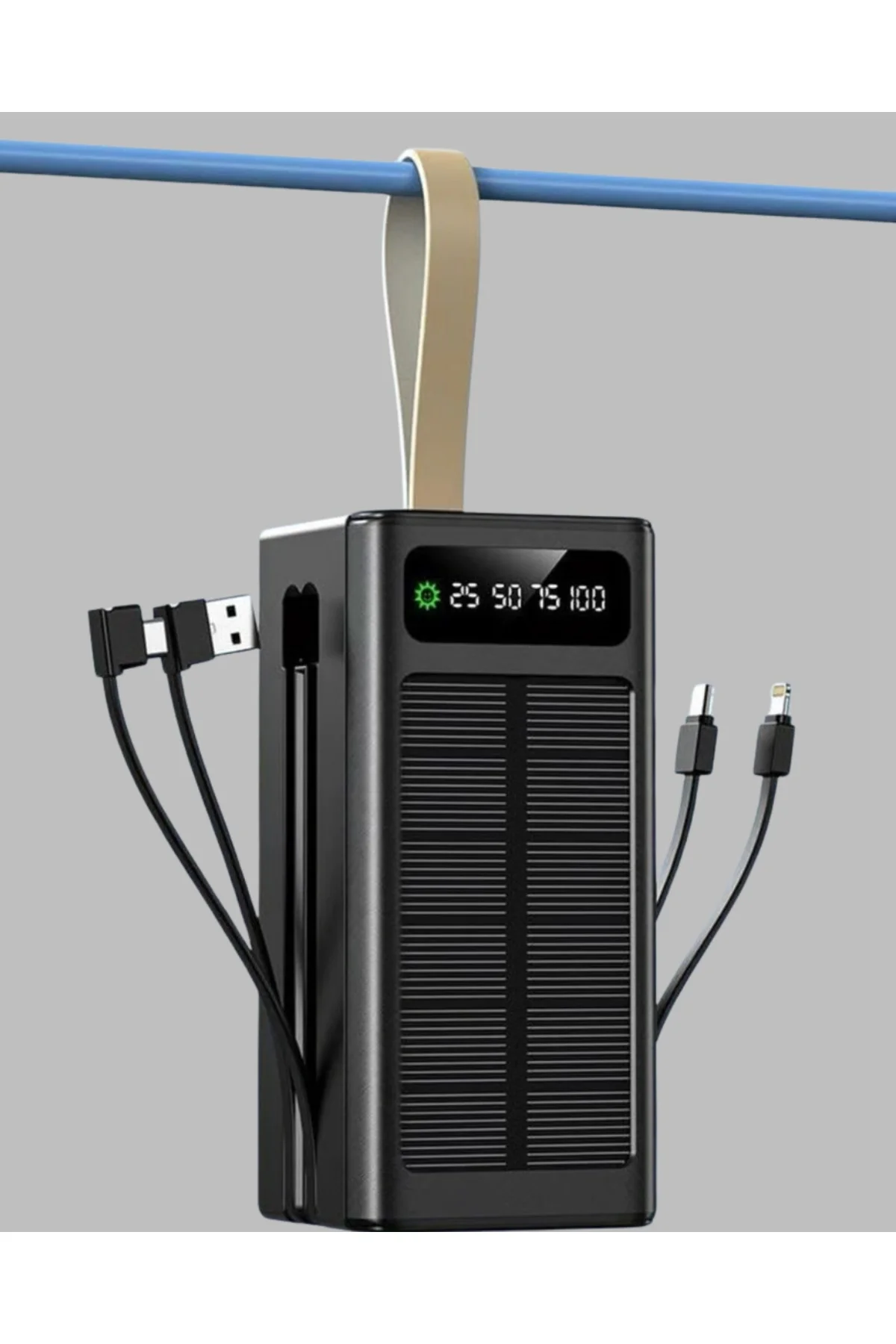 Güneş Panelli Powerbank LED Işıklı Taşınabilir Şarj Cihazı