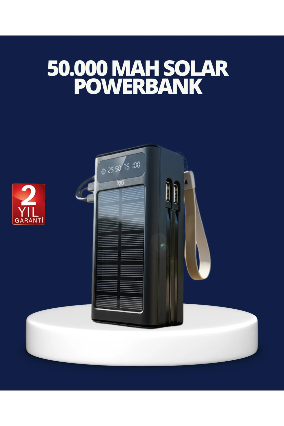 Güneş Panelli Powerbank LED Işıklı Taşınabilir Şarj Cihazı