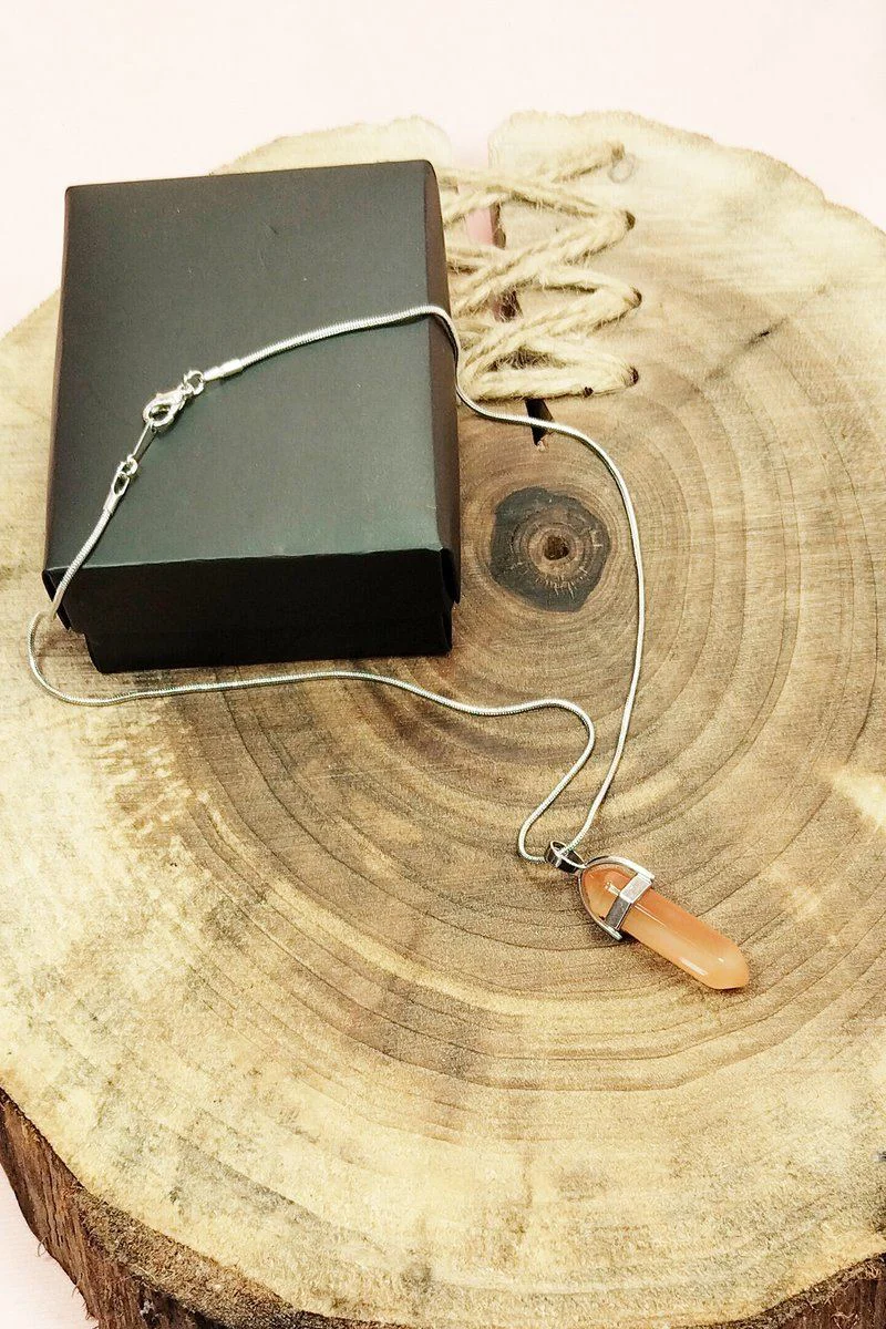 Güneş Taşı Kolye - Doğal Taşlı El Yapımı Zincirli Kolye | 3,5 cm Uç 20 cm Zincir Güneş Taşı Kolye - Doğal Taşlı El Yapımı Zincirli Kolye | 3,5 cm Uç 20 cm Zincir
