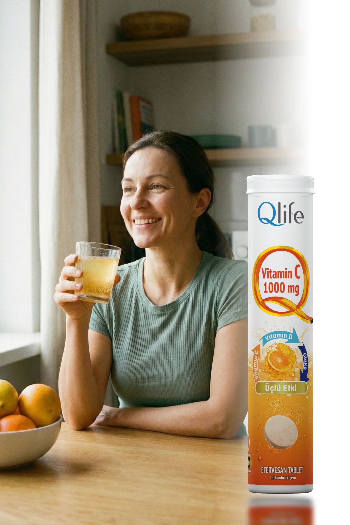 Günlük C Vitamini 1000mg Takviyesi + D Vitamini + Çinko 20 Efervesan Tablet