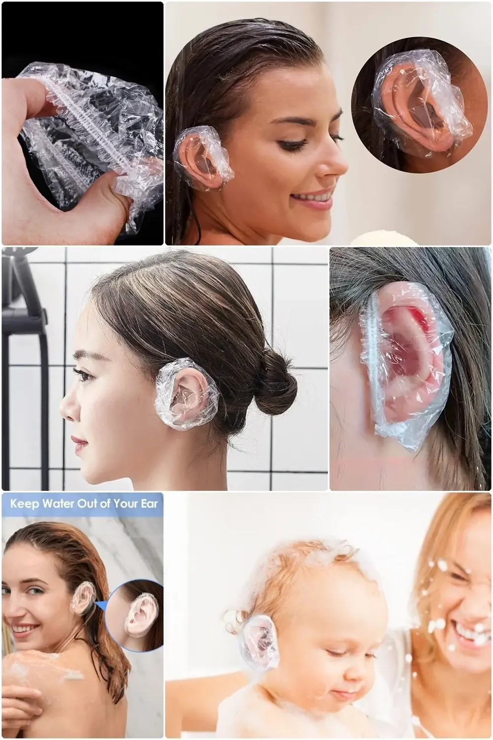 Günlük Duş Banyo İçin 100 Adet Su Geçirmez Kulak Koruyucu Hafif,