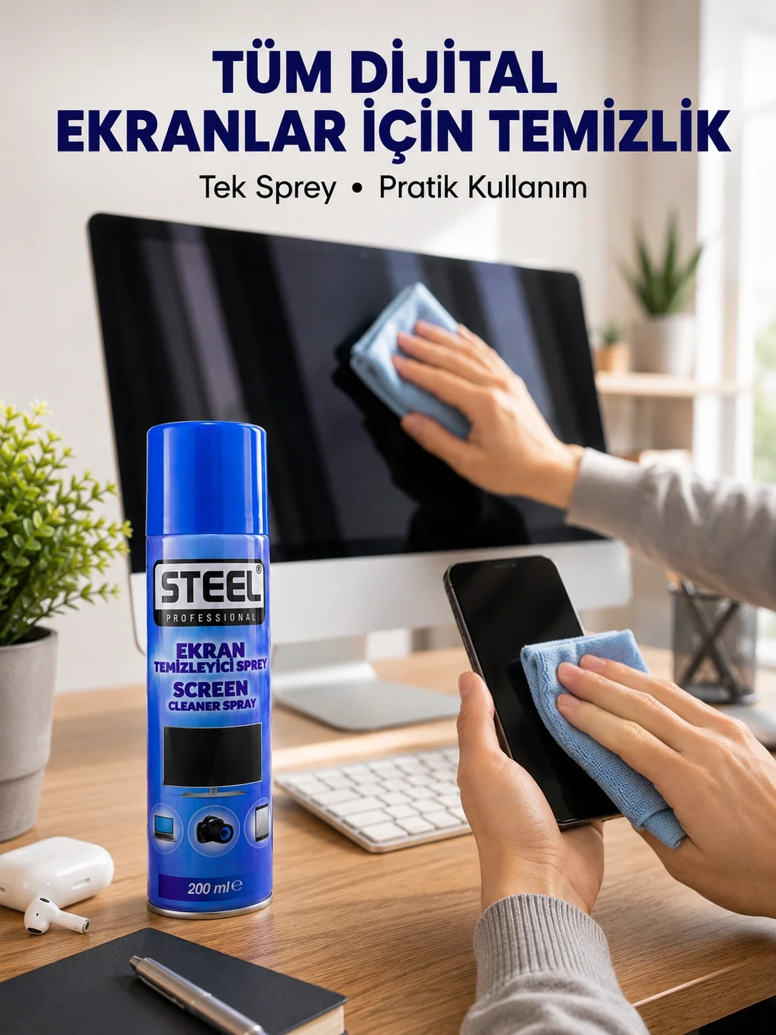 Günlük Kullanıma Uygun Çok Amaçlı Ekran Temizleme Spreyi Günlük Kullanıma Uygun Çok Amaçlı Ekran Temizleme Spreyi