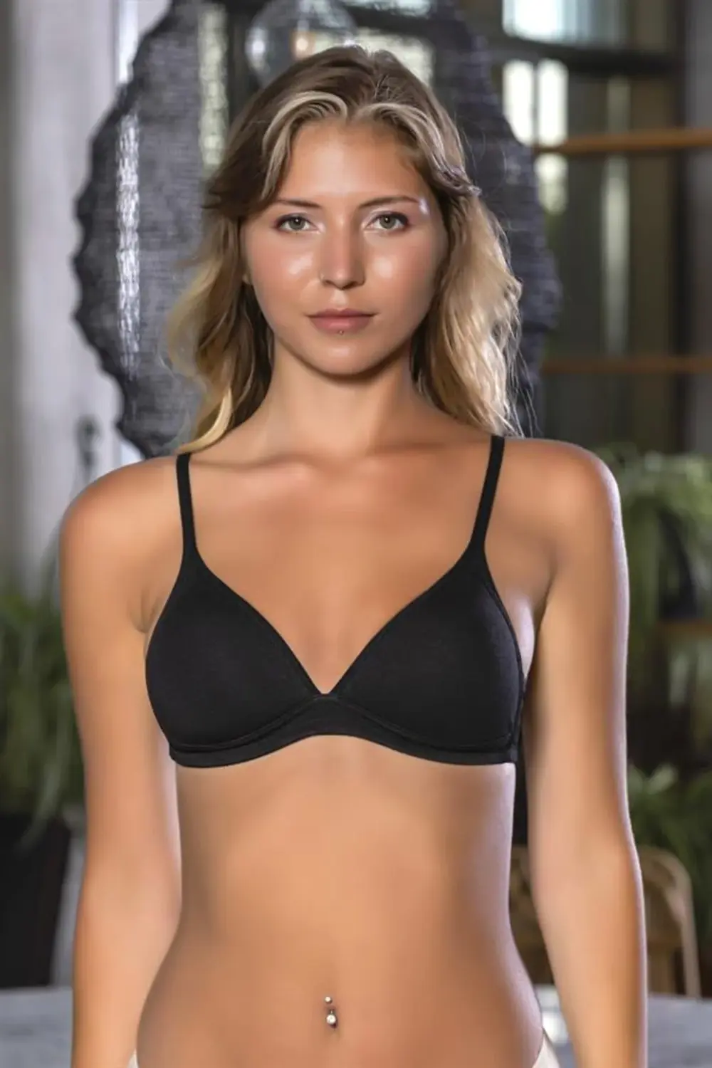 Pilelistore Günlük Kullanıma Uygun Pamuklu Üçgen Sütyen Siyah (Brf1960)