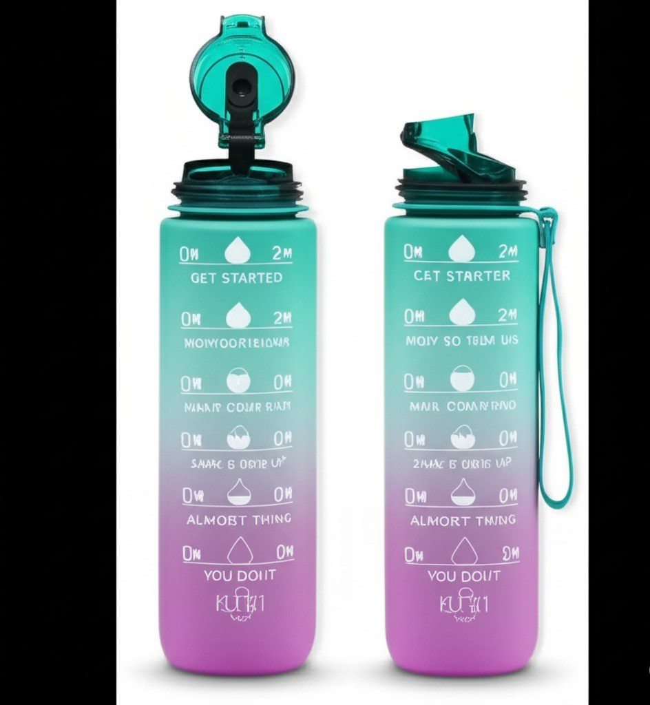 Günlük Motivasyon Su Matarası 1000ml Zaman Çizelgeli, BPA Free