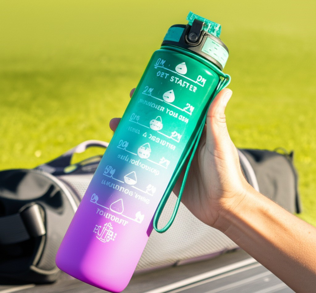 Günlük Motivasyon Su Matarası 1000ml Zaman Çizelgeli, BPA Free