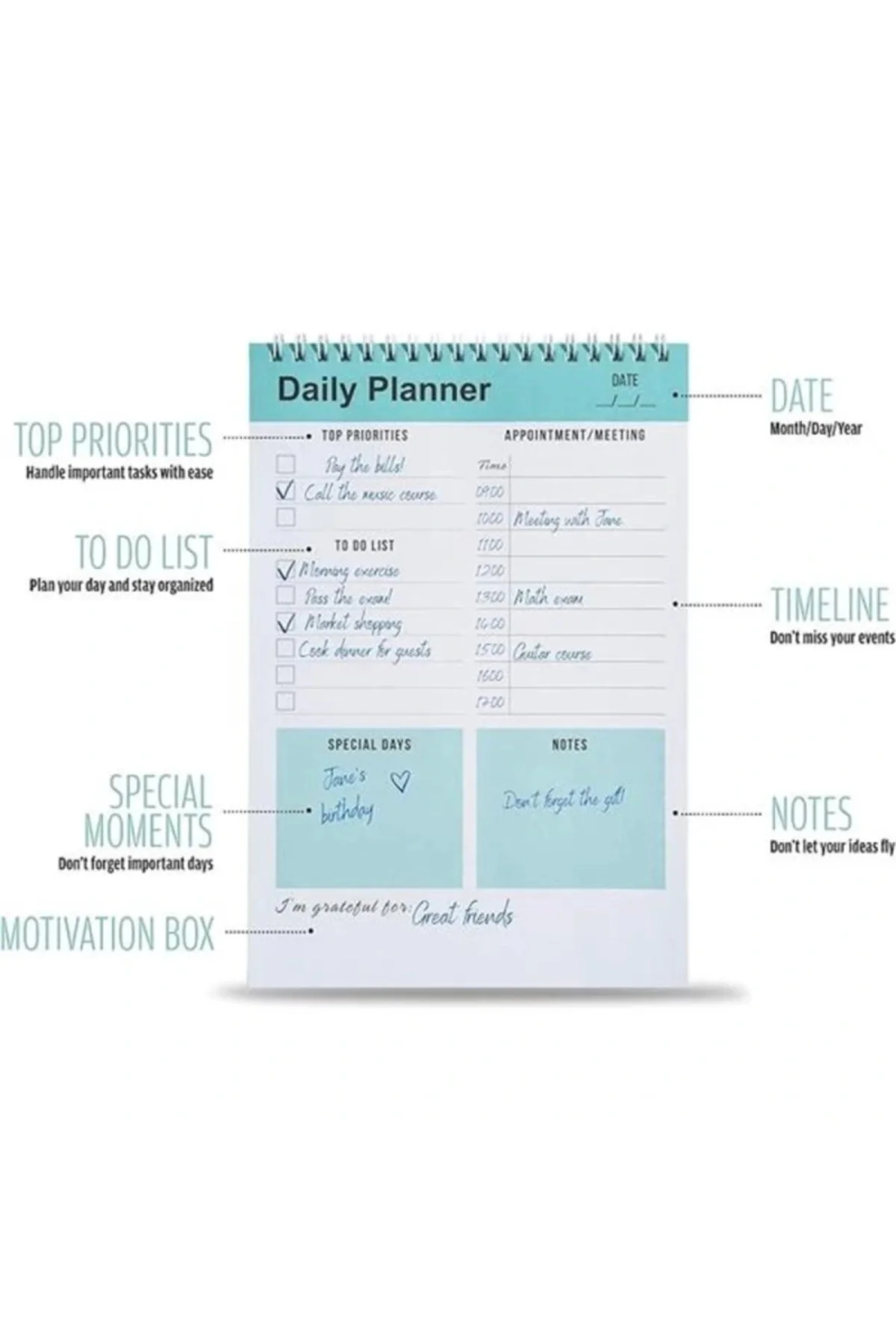 Günlük Planlayıcı Defter, Yapılacaklar Listesi Not Defteri, Spiral Defter, Kontrol Listesi, İ�