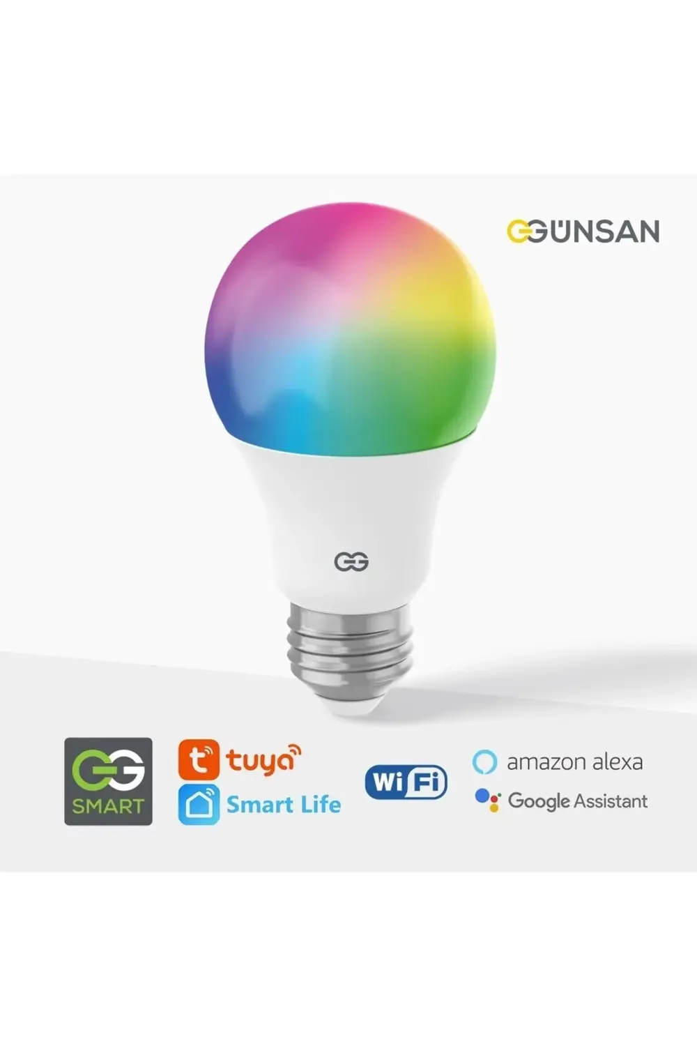Günsan Akıllı Wifi LED Ampul RGB Çok Renkli Sesli Komut & Tuya &