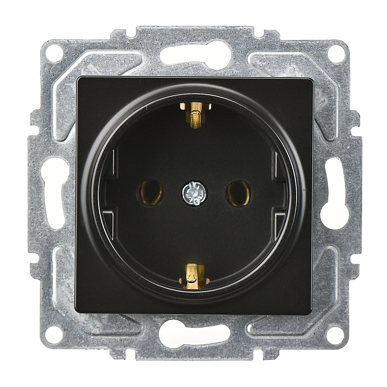 Günsan  Egona Metallic Siyah Toprakli Priz