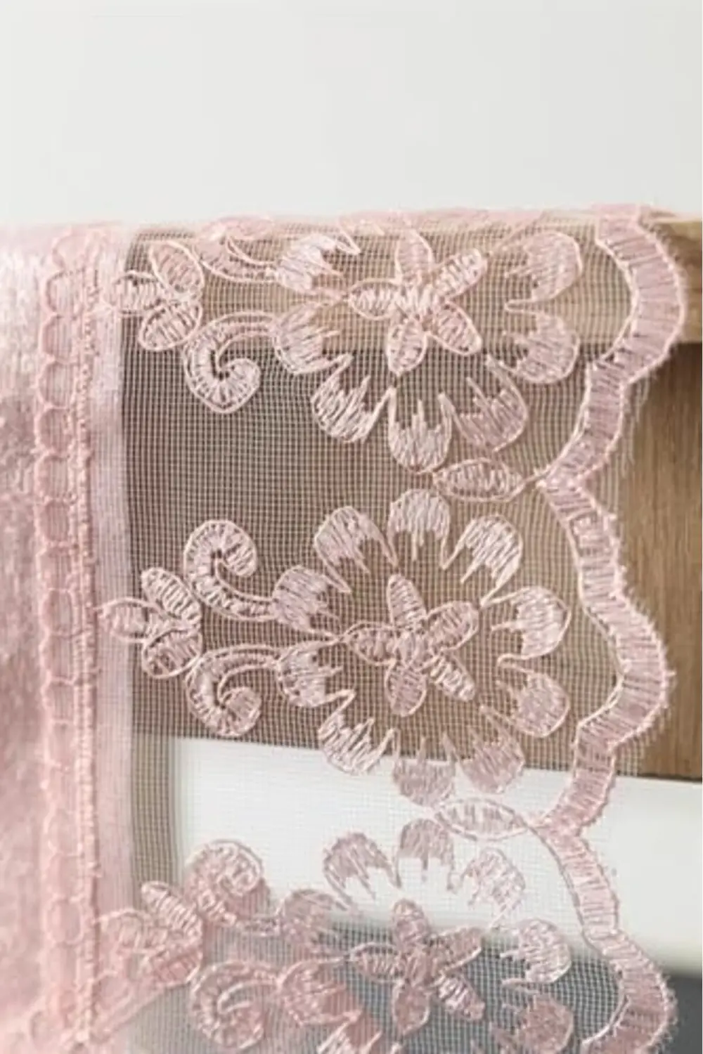 Güpürlü Kadife Runner - Pembe 1185222