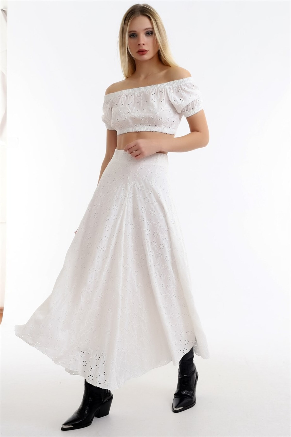 Dreamlike Güpürlü Yüksek Bel Salaş Asimetrik Kloş Etek