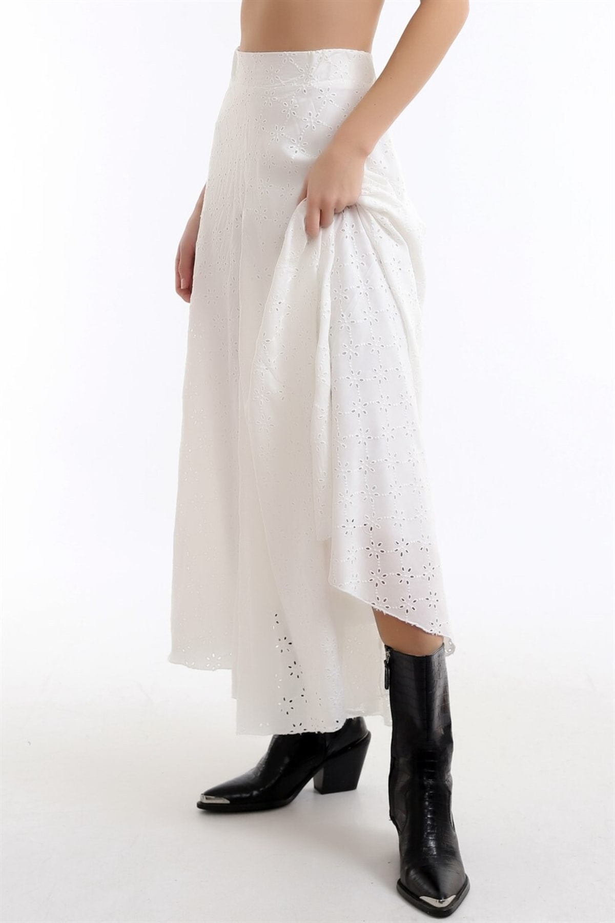 Dreamlike Güpürlü Yüksek Bel Salaş Asimetrik Kloş Etek