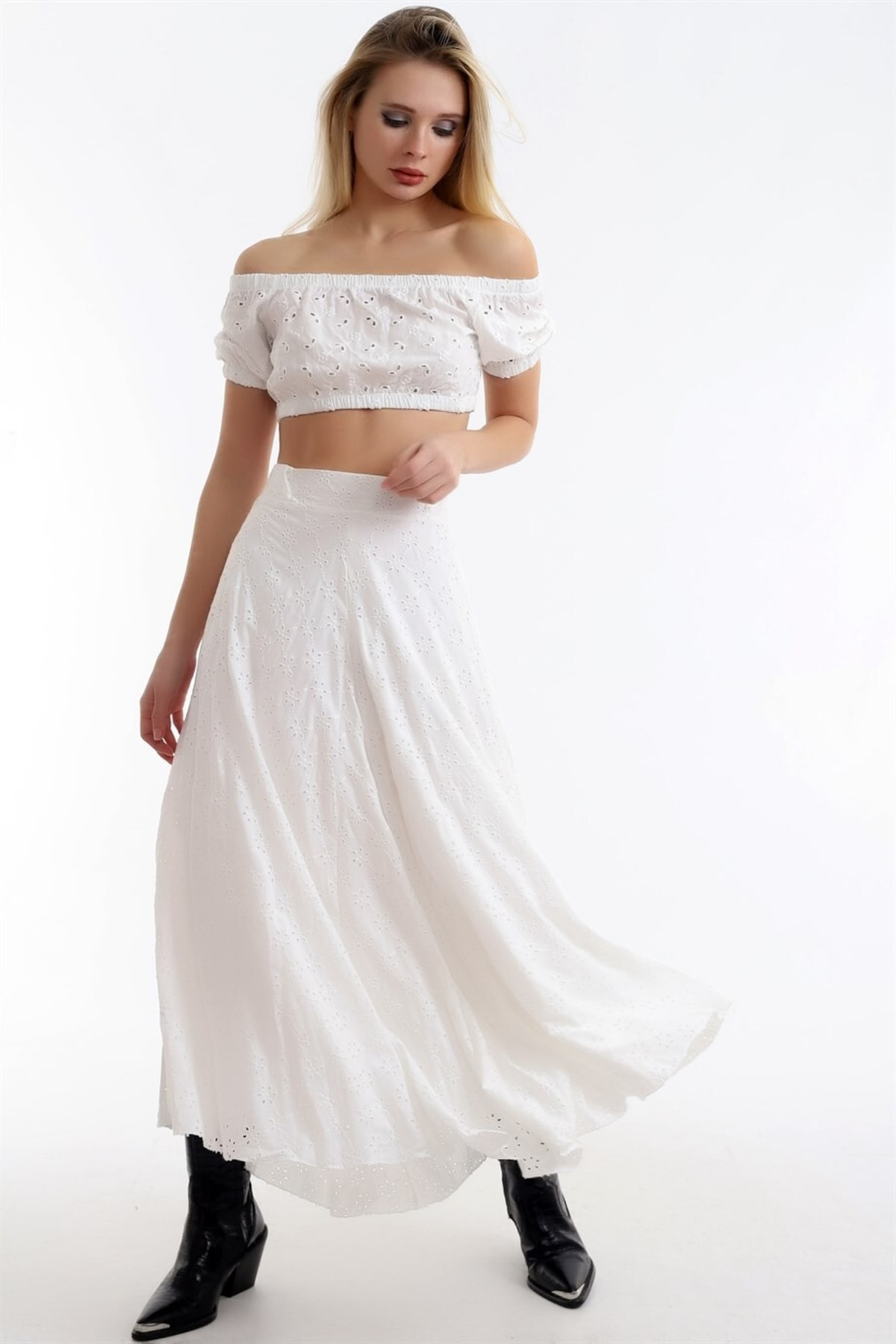 Dreamlike Güpürlü Yüksek Bel Salaş Asimetrik Kloş Etek