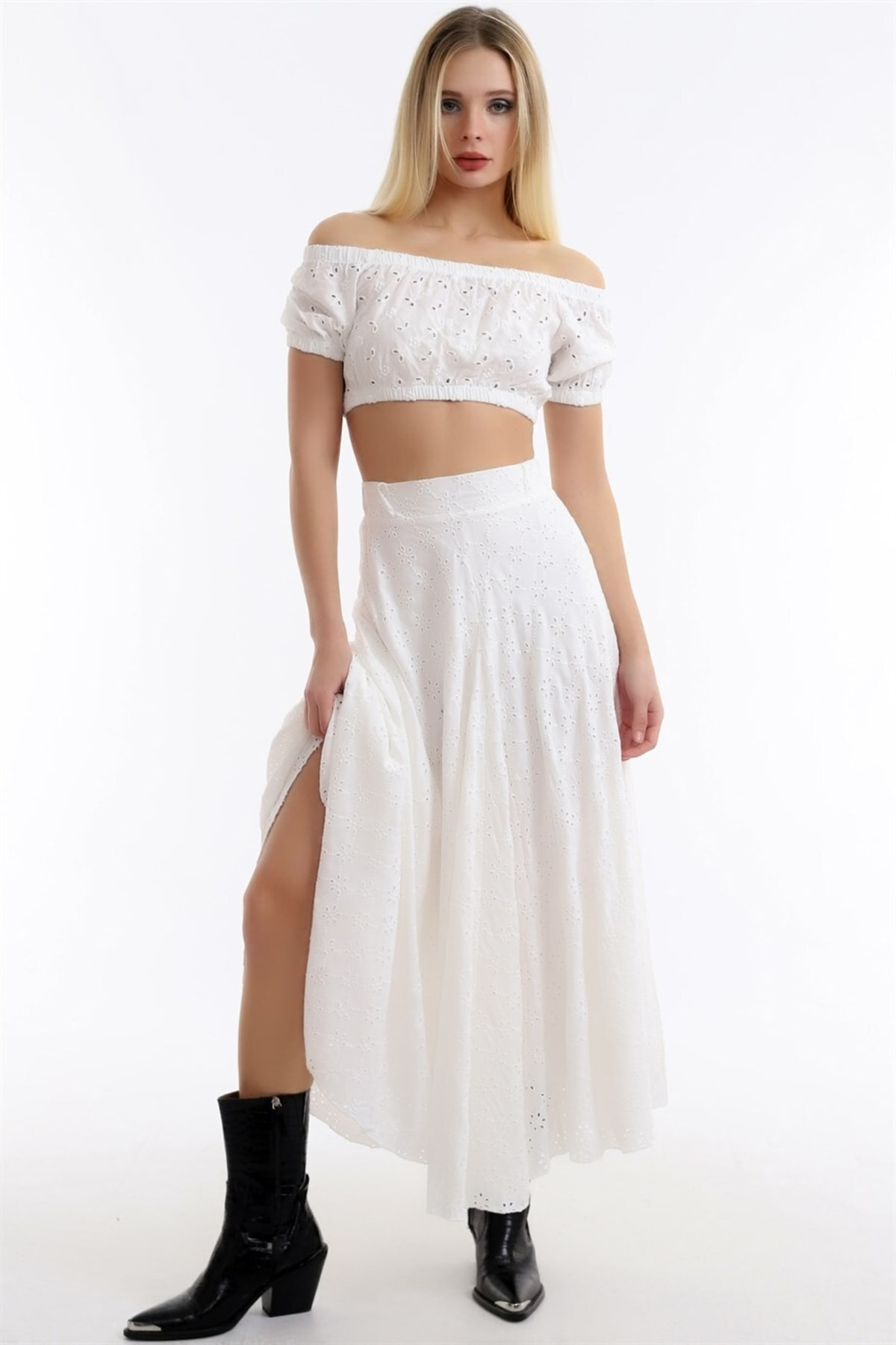 Dreamlike Güpürlü Yüksek Bel Salaş Asimetrik Kloş Etek